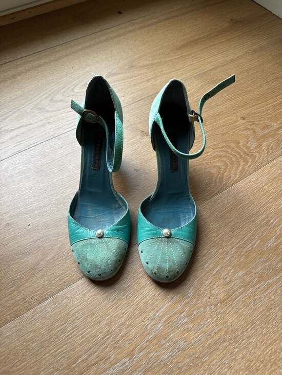 Marc Jacobs Shoes - Vintage Marc Jacobs Turquoise Suede & Leather Mary Jane Heels - Size 38